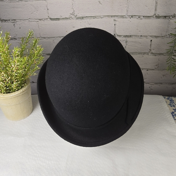 Black Wool Bucket Hat With Trim Classic Dressy Preppy - Picture 5 of 8
